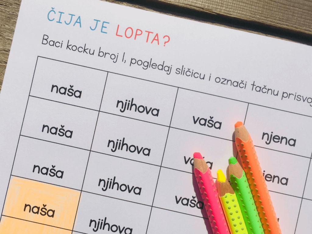teach kids Serbian Possessive Pronouns 