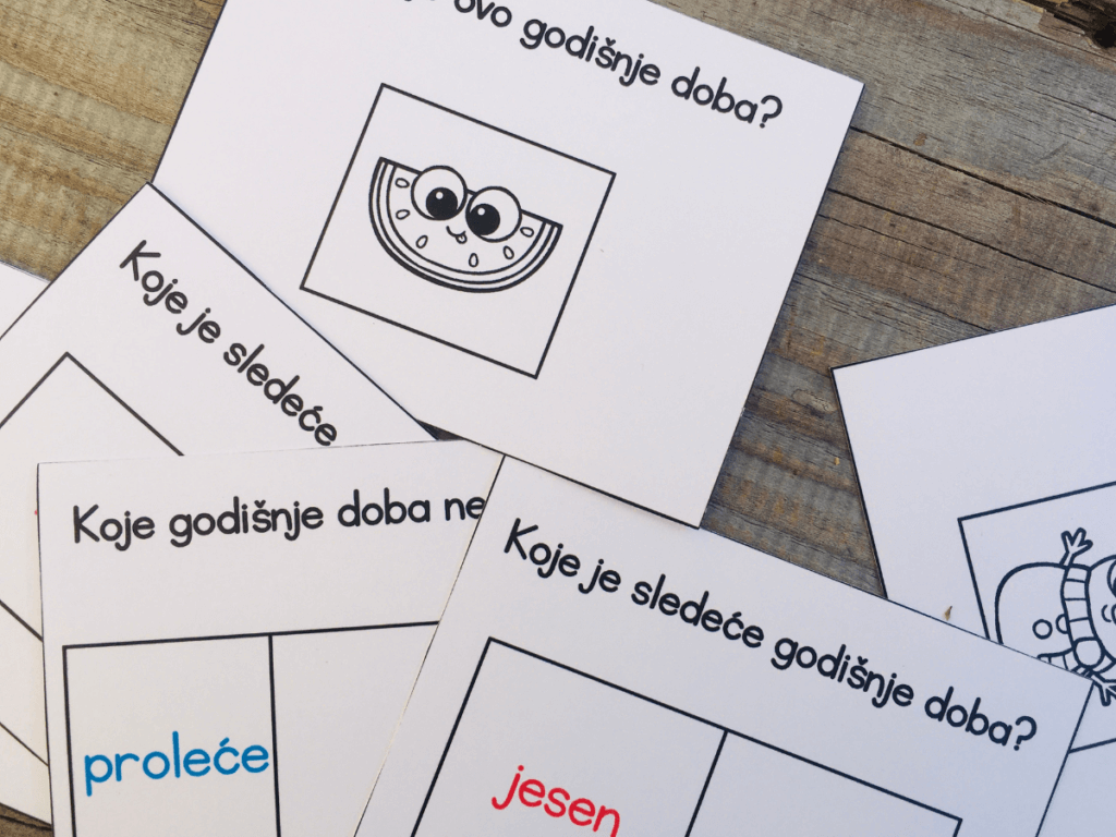 learn seasons vocabulary in Serbian free printables
