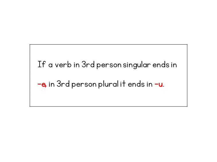 -e verb endings for present tense third person plural and singular