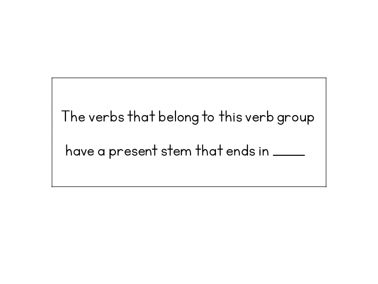 Exercise asking learners to identify the ending of the present stem